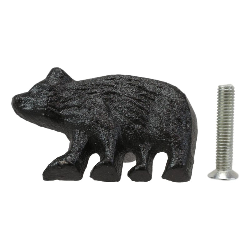 Cast Iron Rustic Western Black Bear Drawer Cabinet Door Knobs