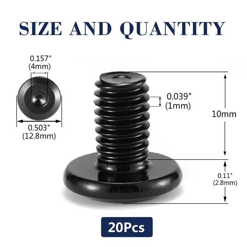 M6 x 10mm 20Pcs Flat Head Hex Socket Cap Screws