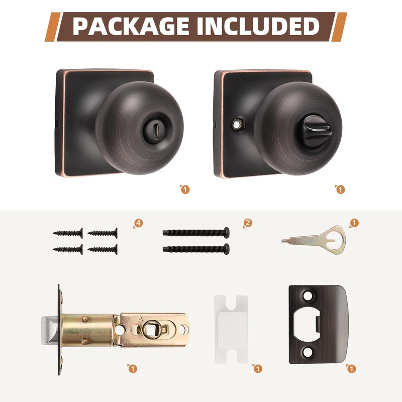 GOBEKOR 10 Pack Interior Privacy Door Knobs Oil Rubbed Bronze