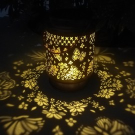 Gosyfeti Solar Garden Lantern Outdoor Waterproof, Hanging Butterfly Decorative Lanterns with Handle, Retro Metal Solar Light for Yard Patio Porch Table Pathway Walkway