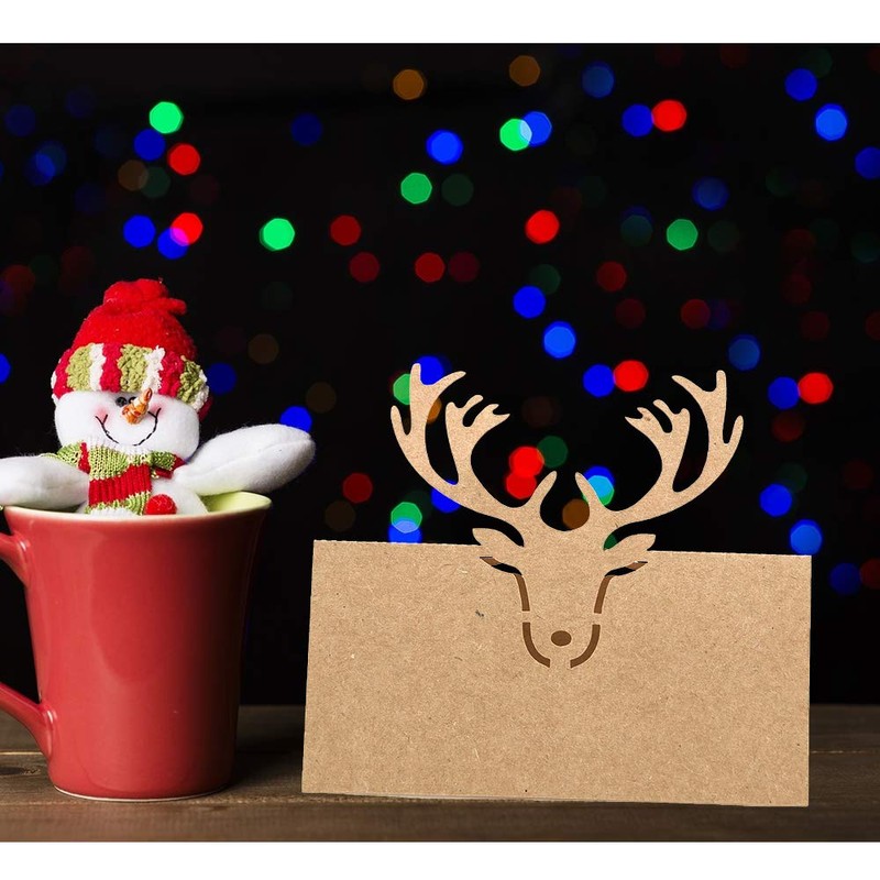 Homo Trends 50Pcs Place Cards Kraft Christmas Table Name Place