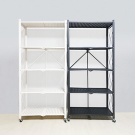 Multi-purpose folding shelf black white 5-tier 4-tier 3-tier, black black_3-tier 3-tier / 다용도 접이식 폴딩선반 블랙 화이트 5단 4단 3단, 블랙블랙_3단3단