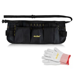 NEWISHTOOL Oxford Pocket Apron, 13 Pockets Work Waist Tool Apron, Duty Car Wrap Tools Bag for Film Application and Sign Making, Adjustable Waist Strap Tools Pouch and Gloves for Adults
