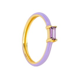 ZARD Purple Enamel Ring with Cubic Zirconia Accent