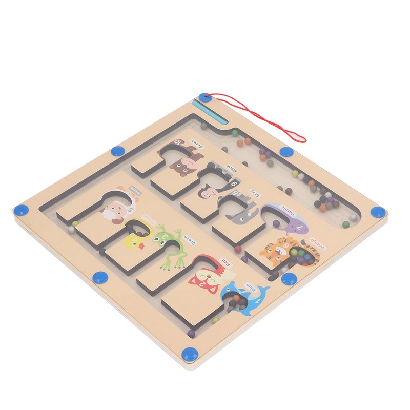 Magnetic Color and Number Maze Board Early Education Wooden Matching