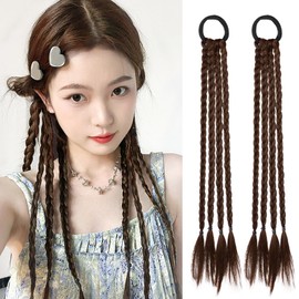 Yokosen Braid Hair Extension, Ponytail Ring, 17.7 inches (45 cm), Braided Wig, Hair Extension, Twin Tail, Elastic Included, Easy Installation, Hair Accessory, Partial Wig, Extension, Point Wig, Adult