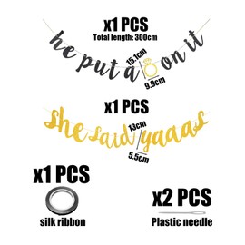 1Pcs Glitter Proposal Bunting, 1Pcs "She Said Yaaas" Glitter Bunting, "He Put Ring On It" Proposal Bunting, Proposal Party Decoration Bunting, Wedding Bunting Decoration