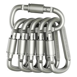 6 Piezas Clips de Mosquetón, Mosquetón de Escalada de Aluminio, Mosquetones de Bloqueo Multifuncionales, Mosquetón con Bloqueo de Tornillo para Cuerdas, Llaveros, Escalada en Roca, Montañismo