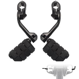 FOVPLUE 1.25" Highway Footpegs,Long Angled Adjustable Highway Pegs w/Mounts for Harley Touring Street Glide Electra Glide Road King Softail CVO Dyna Trike VRSC Sportster w/1-1/4" Engine Guard,Black#2
