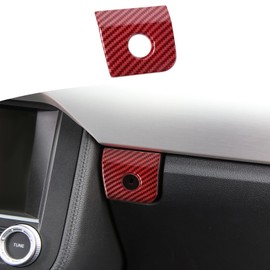 JOSHELA for Mustang Glove Box Handle Trim Cover Fit for Ford Mustang 2015-2023 Red Carbon Fiber Interior Accessories 1pcs