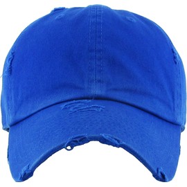 KBETHOS KBE-VINTAGE ROY Vintage Washed Cotton Baseball Cap, Royal