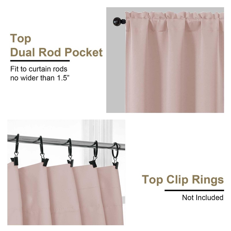 OVZME Blush Pink Blackout Curtains for Bedroom 54 Inches Long