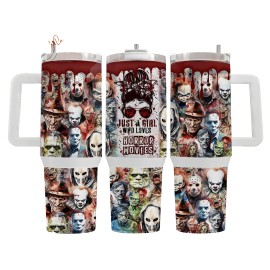 Handmade Girl Loves Horror Movies 40oz Tumbler Travel Mug Insulated Tumblr