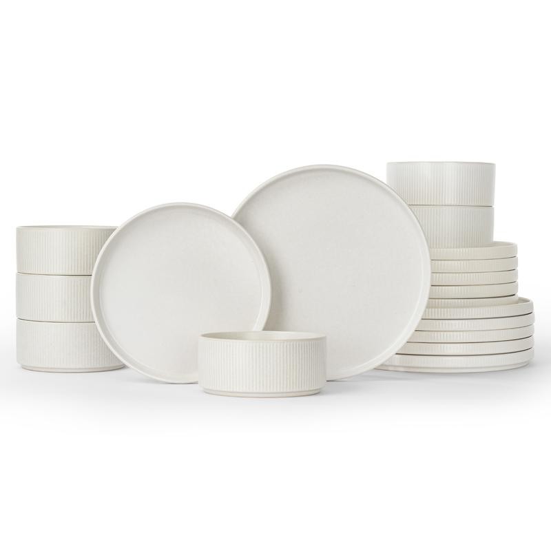 Famiware Star Dinnerware Set for 6, Stoneware Plates and Bowls