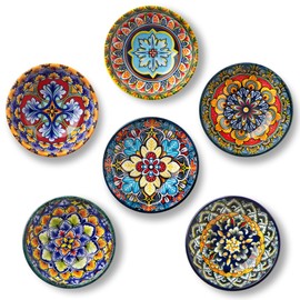 vancasso SIMI 2.7 Oz Ceramic Dipping Bowls Sets of 6, Bohemian Small Bowls for Sauce, 3 Inch Mini Appetizer Plates for Soy Sauce, Sushi, Condiments & Side Dishes, Microwave & Dishwasher Safe