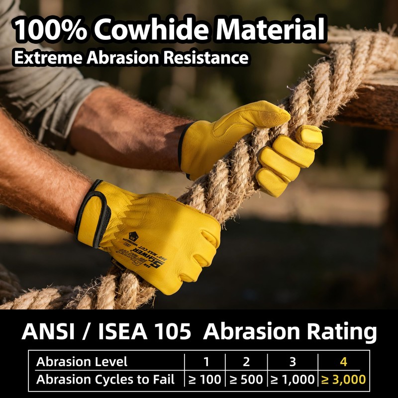 Schwer Pro Max ANSI A9 Cut Resistant Leather Work Gloves,