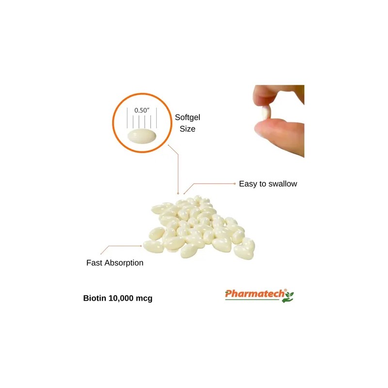 Pharmatech Biotina 10000mcg 120 Cápsulas Blandas