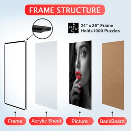 Plexon 24x36 Poster Frame Large Picture Frame for Wall Black Picture Frames Gallery Photo Frames for Wall Fits 24 x 36 Posters and Pictures Horizontal or Vertical Mount