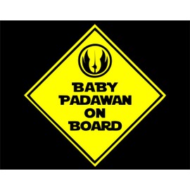 Diamond Graphics Baby Padawan On Board Sign (6" x 6") Yellow Die Cut Decal Bumper Sticker for Windows, Cars, Trucks, Laptops, Etc