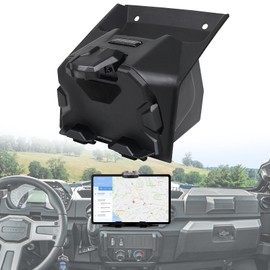 CPOWACE Electronic Device Mounts Compatible with 2018-2024 Polaris Ranger XP 1000 Crew Diesel Accessories Electronic Device Phone Tablet GPS Holder with Storage Box Organizer Tray