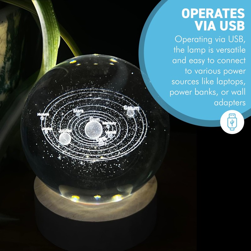 Thorness 3D Crystal Ball Night Light USB Lamp with Ludosphere