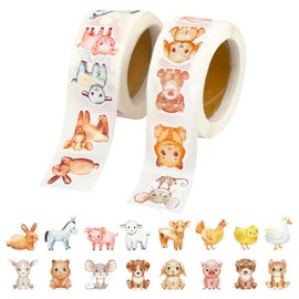 Pack of 1000 Round Stickers Children (Farm Animals)