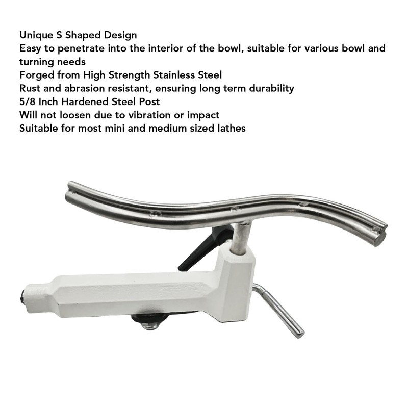 Curved Lathe Tool Rest, S Shaped Stainless Steel Blade, 5/8