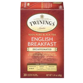 Twinings Decaffeinated English Breakfast Black Tea Bags, 20 Count