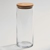 Large Glass Jar with Wood Cover 10" X 4" D