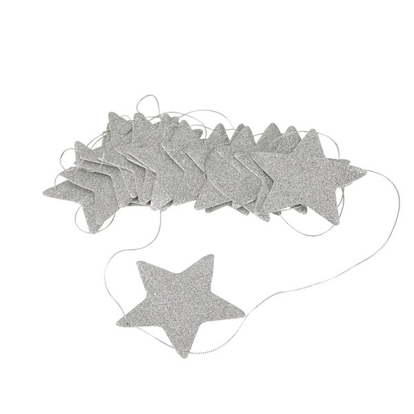 Zerodis Golden Silver Star Paper Garland Hanging Stars Decoration for Weddings Parties Children's Room Mosquito Nets Wall Window (Silver)