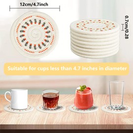 giteo bedding 8 Pcs Coasters for Drinks, Absorbent Cotton Woven Coasters for Coffee Table, Cute Floral Strawberry Pattern Coaster for Home Decor Living Room, Coffee Bar Accessories