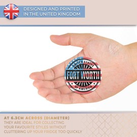 Destination Vinyl ltd Magnet for Refrigerator, Fridge - Fort Worth USA American Flag Stamp for Office, Cabinet and Whiteboard, Magnetic Stickers, 6056