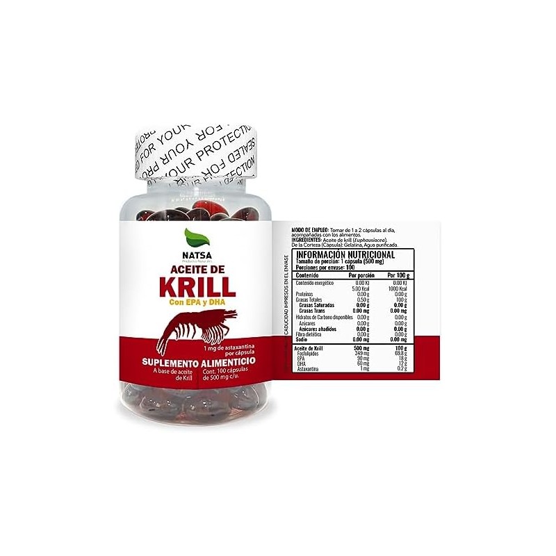 NATSA Aceite de Krill 100 Cápsulas Con EPA y DHA