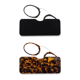 COVESATO Mini Armless Reading Glasses for Men Women Slim Thin Clip on Nose Readers with Small Portable Case(2 Pairs,2.00)