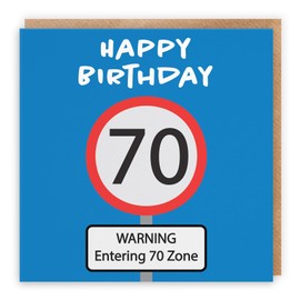 Hunts England - 70th Birthday Card - Happy Birthday - Warning Entering 70 Zone - Road Sign Collection - Fun - Funny Birthday Card