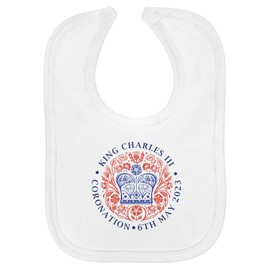Azeeda 'King Charles Coronation Emblem' Soft Cotton Baby Bib (BI00050628)