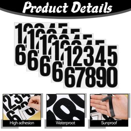 Yuomeaz 3 in Black Number Stickers, 5 Sheets Vinyl Waterproof Mailbox Numbers, 0-9 Stick on Door Numbers Self Adhesive for Signs, House, Address, Outside, Bins