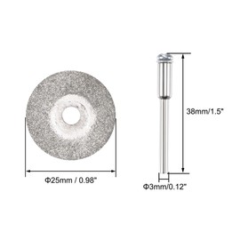 sourcing map 10 Pcs 25mm Diamond Coated Cutting Wheels with 2 Pcs 3mm Mandrels for Rotary Tool