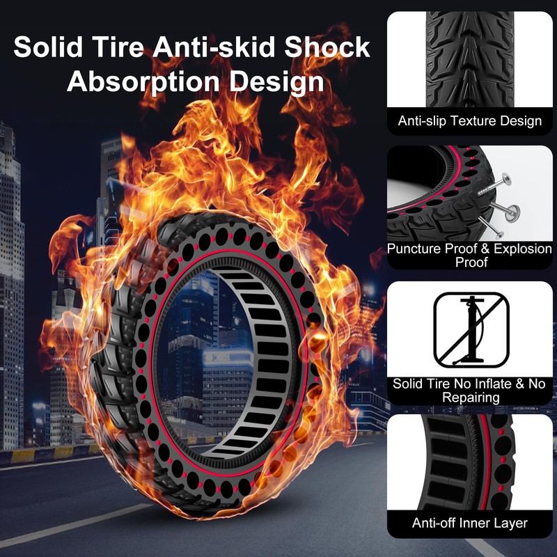 BANGTING 2PCS 60/70-6.5 Scooter Tire, 10x2.5 inch Tire Solid for