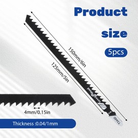5Pcs T344D T-Shank Jigsaw Blades, Carbon Steel Jig Saw Blade, T-Shank Contractor Straight-Cut Jig Saw Blade for Quick Cutting Wood Plywood Hardwood PVC Plastic, 6 inch Long