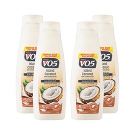 Alberto VO5 Island Coconut Moisturizing Shampoo - Hydrating Shampoo with Coconut Milk, Vitamin E and Biotin - Long Lasting Scent - 15 oz - Pack of 4