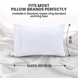 Utopia Bedding Queen Pillow Cases - 2 Pack - Envelope Closure - Soft Brushed Microfiber Fabric - Shrinkage and Fade Resistant Pillow Covers Queen Size 20 X 30 Inches (Queen, White)