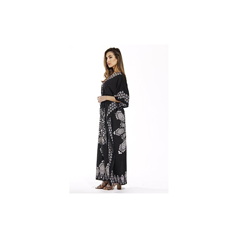 Riviera Sun Caftán Caftans para Mujer, Negro, XL