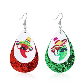 Cinco De Mayo Women's Earrings Cute Chili glitter earrings Mexican Carnival Themed Party Jewelry Gifts
