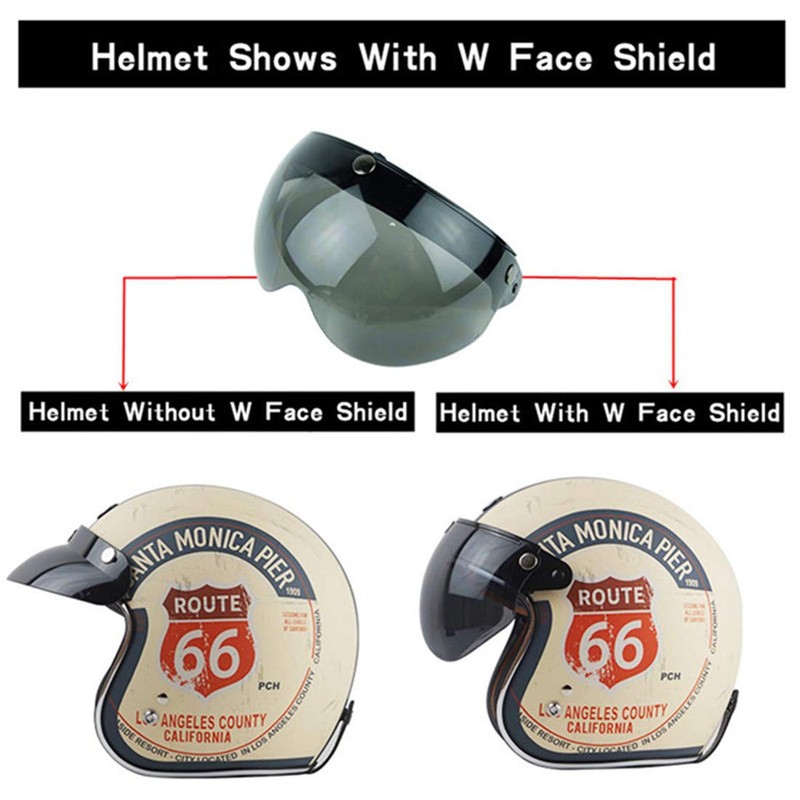 VCOROS Universal Motorcycle Retro Pilot-Style Standard 3 Snap-Button Visor Flip