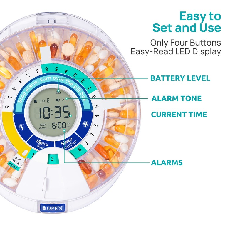 Windtrace Automatic Pill Dispenser for Elderly, Electronic Monthly Pill Organizer