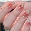 Nail Tip, Short, 24 Pieces, Medium False Nails, Gradient, Pink,
