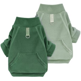 Mosukoirl Dog Jumper, Dog Hoodie, Pet Warm Coats, Cotton Sweatshirts, Dog Clothes with Pocket, Puppy Pullover, Dog Jumpsuit for Small, Medium Dogs, Chihuahua (2 Pack, Light Green & Green, M)
