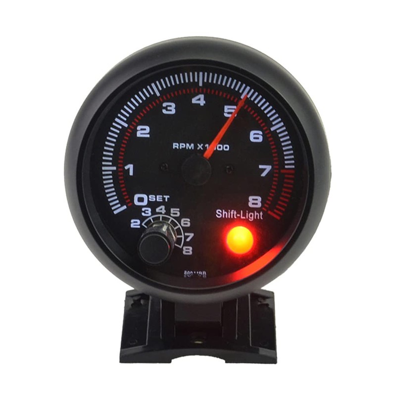 Domary 3.75 ''Automobile Refitted Instrument Black White Light Tachometer 0-8000