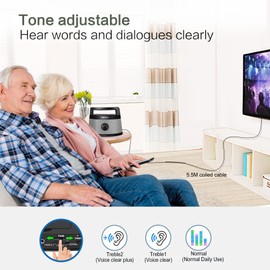 SIMOLIO Wired Speakers for TV with Tone Control, TV Wired-Speakers with 5.5M Long Cord for Digital & Analog Audio, Personal Soundbar with Sleep Timer, Ideal for Hard of Hearing and Seniors SM-961